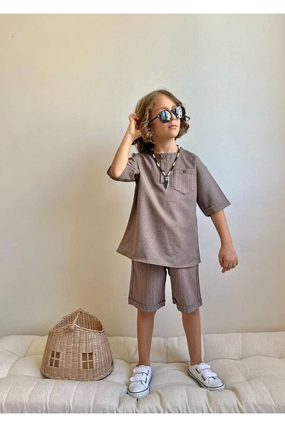 YİGİT BUTİK Two Piece Sets - Brown - Fitted