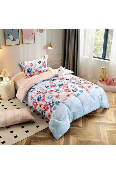 Alhabib bedding Timon Summer Single and a Half Baby Bedspread, Sky Blue, Multi-Colored, 5 Pieces