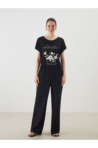 LC Waikiki Γυναικείο μπλουζάκι με στάμπα Crew Neck