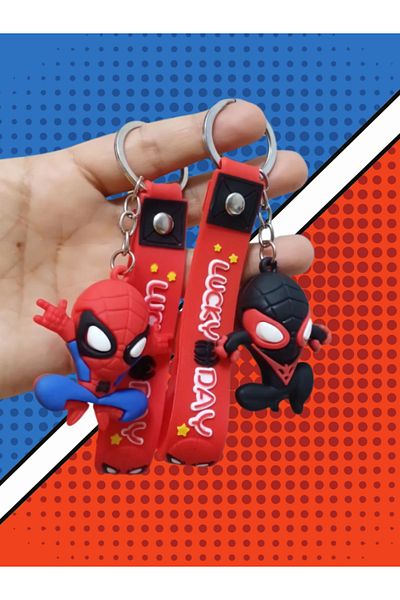 Shuttle Park 2 Pieces Spider Man Spiderman 3D Silicone Keychain Set Figure Gift Accessory