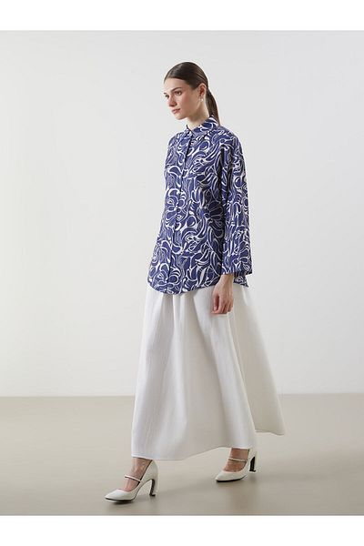 LC Waikiki Women's Linen Blended Skirt with Elastic Waist