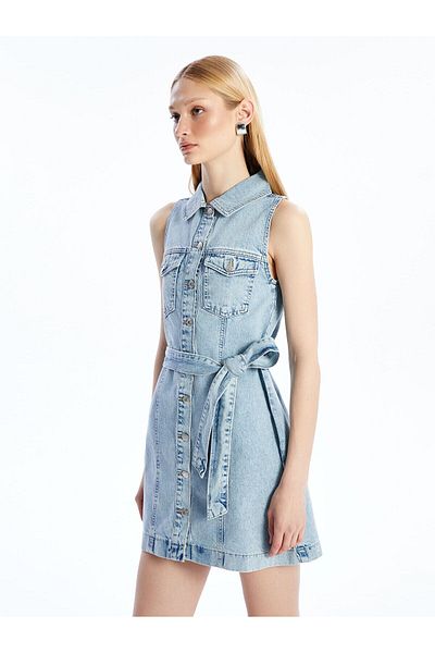 LC Waikiki Πουκάμισο γιακά Jean Φόρεμα