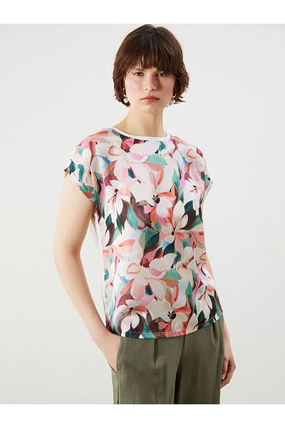 LC Waikiki Tricou de damă cu gât cu flori