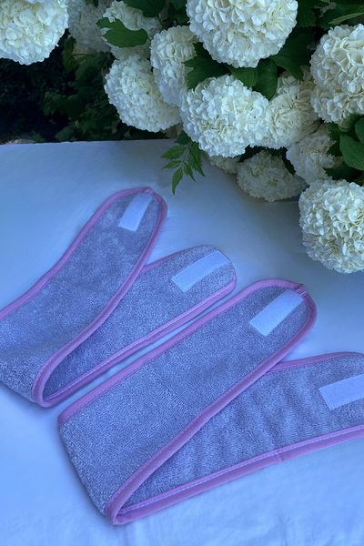 Mokita Home Hair Band 2 Piece Lilac Set Athlete Bandana Towel Women & Men Makeup Yoga Spa Velcro Tape Bias