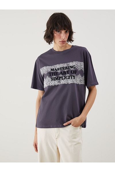 LC Waikiki Crew Neck Printed Oversize Women's T-Shirt
