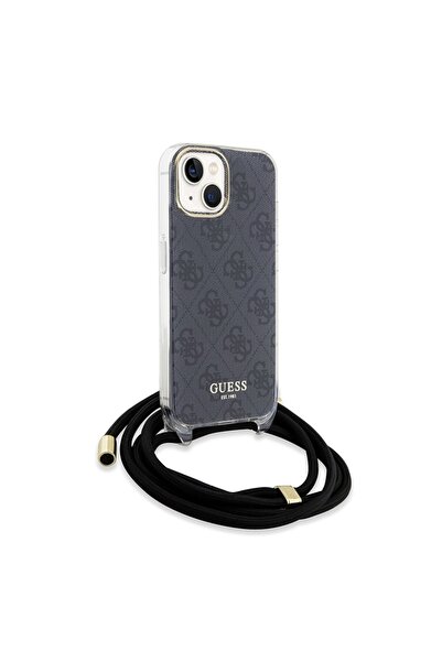 Guess Θήκη για iPhone 15 με καλώδιο, εκτύπωση Crossbody 4G, - Μαύρο