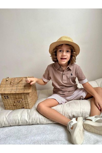 YİGİT BUTİK Yigit Butik Lacos Fabric Striped Shorts Boy's Suit