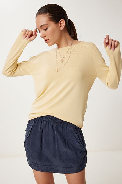 Lovelyİstanbul Basic Seasonal Μπλούζα Βισκόζης ΚΙΤΡΙΝΗ LUS0132