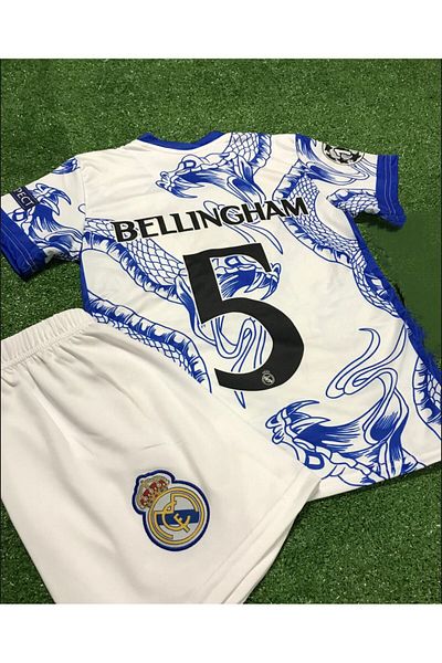 DAYIBALI DÜKKAN Dayibali Rm 2024/25 Season Snake Patterned Jude Bellingham Kids Jersey 4 Pcs (Set with Embroidered)