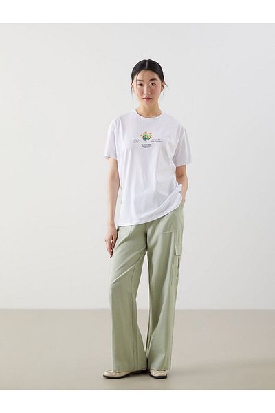LC Waikiki Tricou de damă cu decolteu rotund Claude Monet imprimat