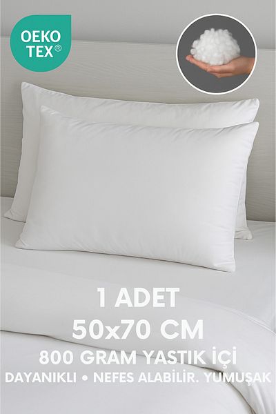 Yamesa 50X70 cm 1 Pillow – 100% Silicone Fiber Filling, 800 Grams, Soft, Breathable, Anti-Sweat
