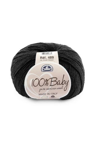 Dmc Wool yarn for knitting and crocheting 100% Baby Pure Merino Wool, 50g/225m, black/02