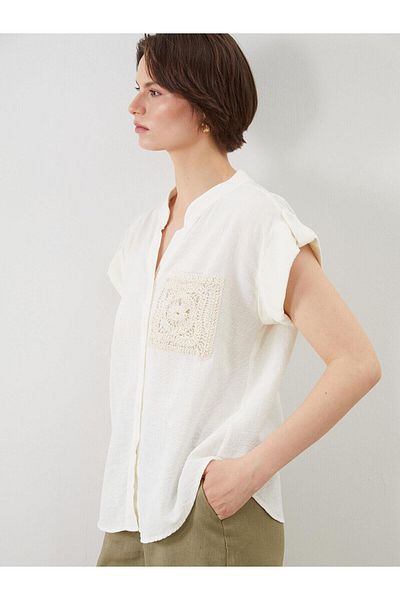 LC Waikiki Lcwaikiki Classic Crochet Collar Women's Shirt (S5)