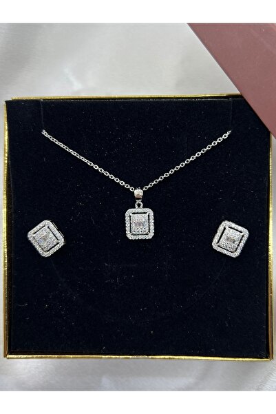 Lavienta Gümüş Baget Ysx Model 2’li VIP Kolye & Küpe Set