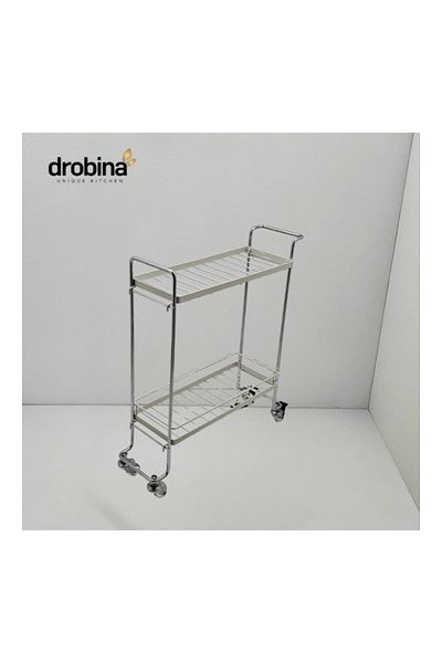 drobina طاولة تقديم للأكل والمشروبات اكريلك من دروبينا | عربة تقديم اكريلك من دروبينا مستطيل 2 دور بيج