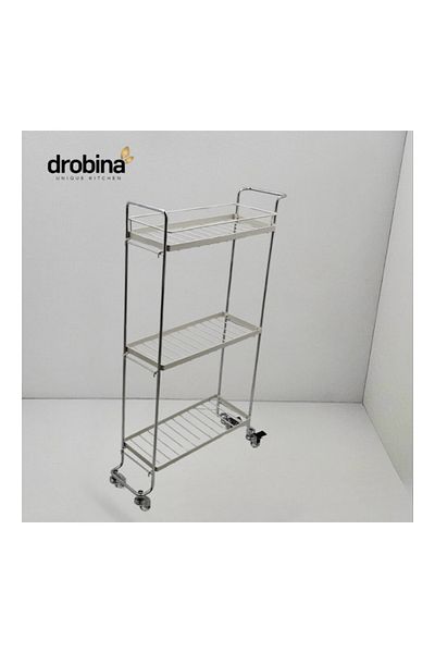 drobina طاولة تقديم للأكل والمشروبات اكريلك من دروبينا | عربة تقديم اكريلك من دروبينا مستطيل 3 دور بيج