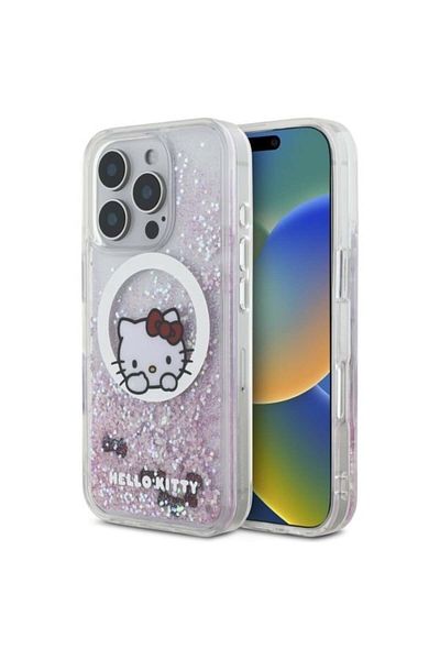 Hello Kitty Carcasă pentru iPhone 16 Pro Max, cu sclipici lichid, rigidă - albă
