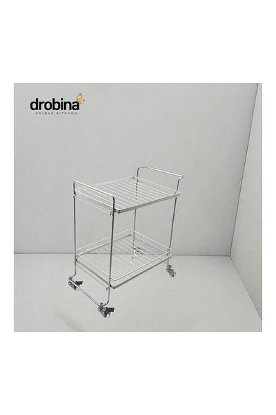 drobina طاولة تقديم للأكل والمشروبات اكريلك من دروبينا | عربة تقديم اكريلك من دروبينا مستطيل 2 دور بيج