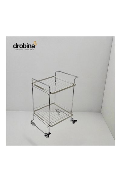 drobina طاولة تقديم للأكل والمشروبات اكريلك من دروبينا | عربة تقديم اكريلك من دروبينا مربع 2 دور بيج