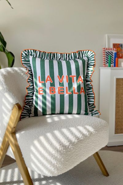 RİTMOHOME Διακοσμητικό μαξιλάρι La Vita E Bella Frilly Vintage, Country, Scandinavian, Bohemian 50x50 (ΓΕΜΙΣΜΕΝΟ ΕΣΩΤΕΡΙΚΟ)