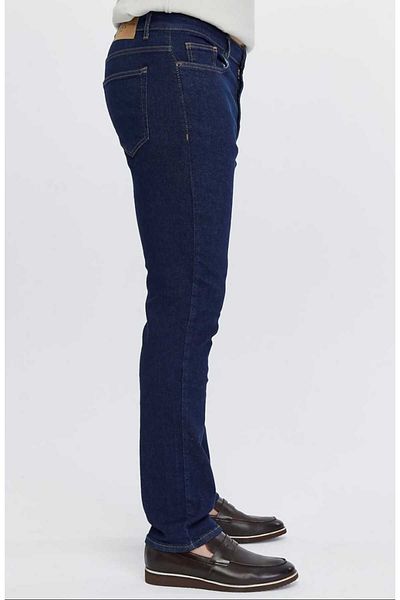 Denim Мъжки дънки batal сини с цип, тънка материя, висока талия, широки крачоли