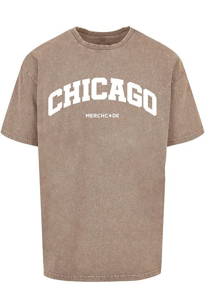 Merchcode Herren Chicago Wording - Acid Washed Oversize Tee