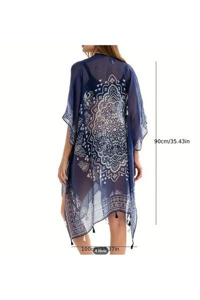 Dgt Luxury Model Paisley, ciucuri, protecție solară, tunică multifuncțională, șal de plajă, kimono ușor, respirabil