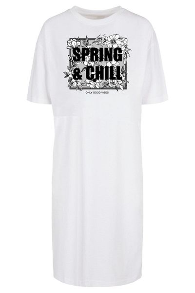 Merchcode Damen Ladies Spring And Chill Oversized Slit Tee Dress