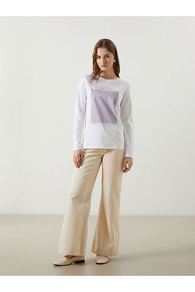 LC Waikiki Γυναικείο μπλουζάκι με στάμπα Crew Neck