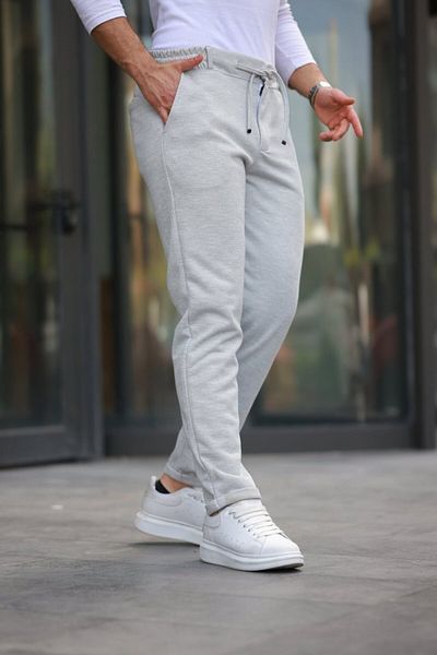 MRA Fashion Men's Waist Lace-Up Double Leg Knitted Cotton Fabric Jogger Pants