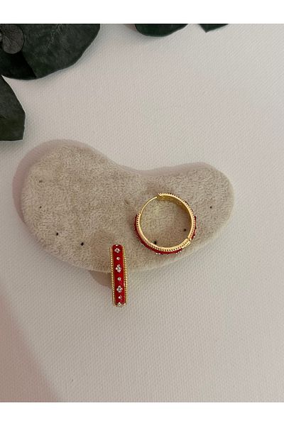 YENGEÇ Steel Stone Detail Hoop Earrings