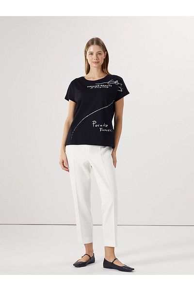 LC Waikiki Γυναικείο μπλουζάκι με στάμπα Crew Neck