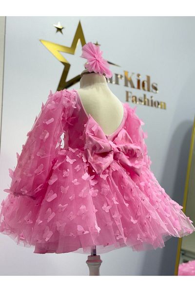 Star Kids Girl's Pink Butterfly Dress, Girl's Butterfly Tutu Dress