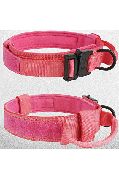 REDz Accessories Army Dog Collar, Control Handle, Size XL, Hedgehog and Buckle Closure, Textile, Pink