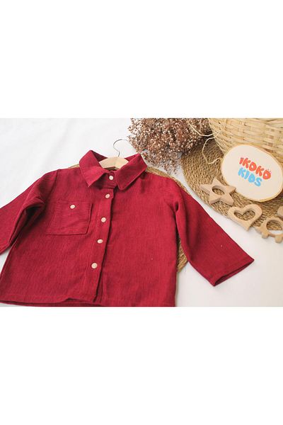 ikokokids Ανδρικό πουκάμισο μπεζ βελούδο