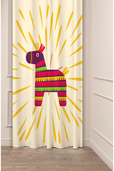 GREENDECOR Jucărie colorată cu animale de cal, cu model digital cu imprimeu (cu o singură aripă), perdea de fundal modernă pentru camera copiilor