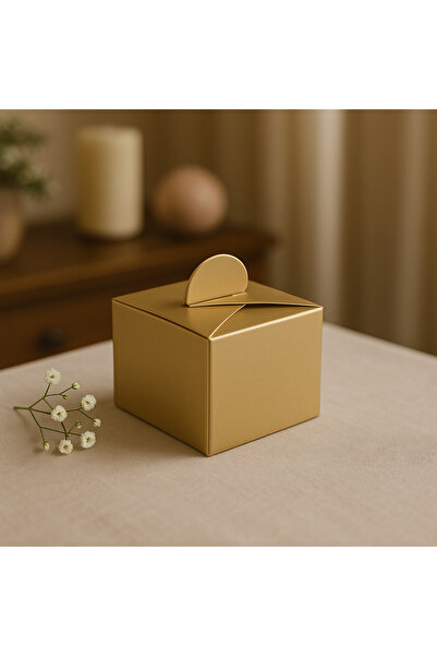 PARTİSERÜVENİ Lokumluk Lokum Kutusu Gold Sade Renk Karton Pk 50 Li