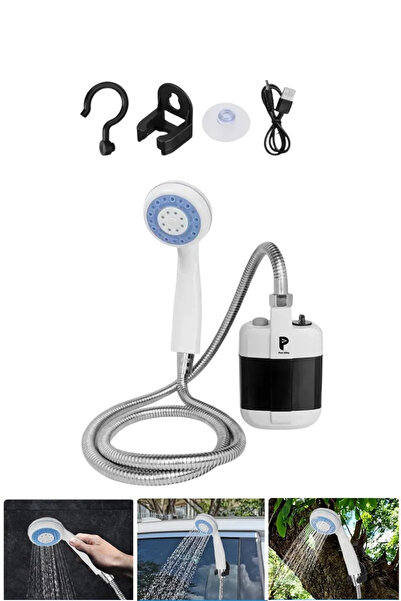 post alley 4 Kişilik Tenteli Çadır Seti + Otomatik Şarjlı Duş Başlığı + İki Kişilik Yatak