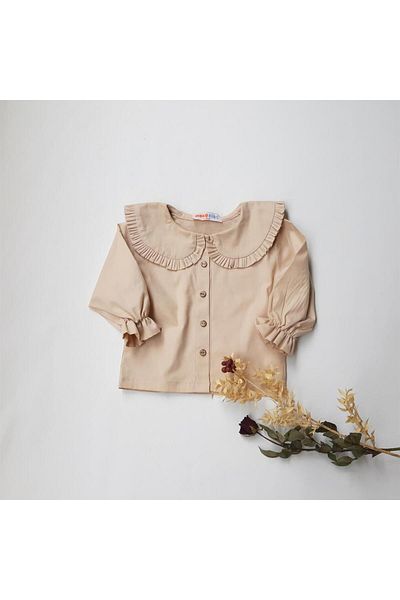 ikokokids Fetiță Cremă Volanată Guler Bebeluş Pulover