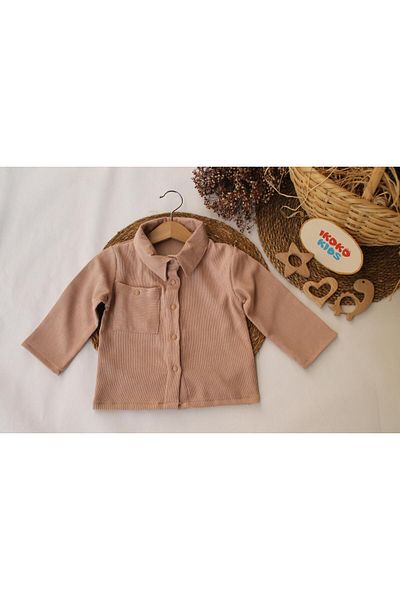 ikokokids Мъжка бежова кадифена риза