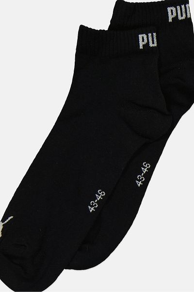 Puma Men 4 Pairs Brand Logo Quarter Socks, Black