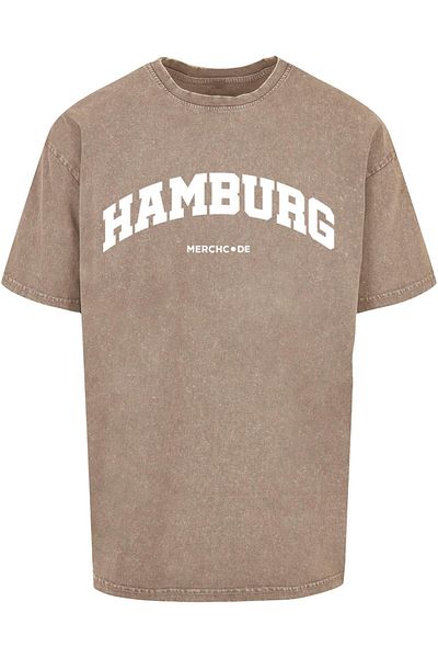 Merchcode Herren Hamburg Wording - Acid Washed Oversize Tee