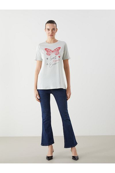 LC Waikiki Crew Neck Printed Maternity T-Shirt