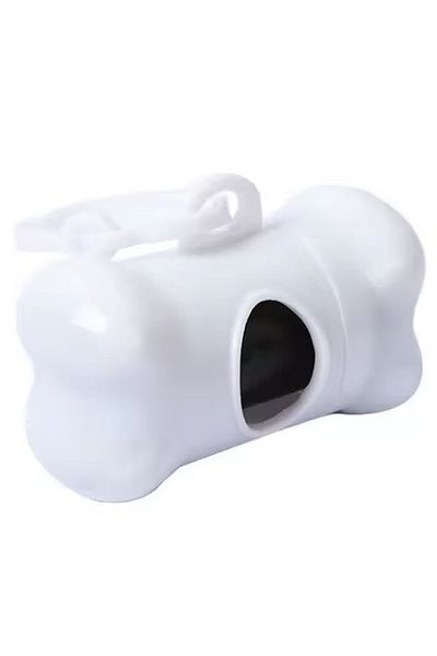 REDz Accessories Suport pentru sac de deșeuri pentru animale de companie, recipient igienic, aspect de os, alb