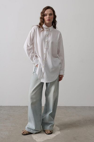 REKA MODA Side Drawstring Tunic Shirt - White
