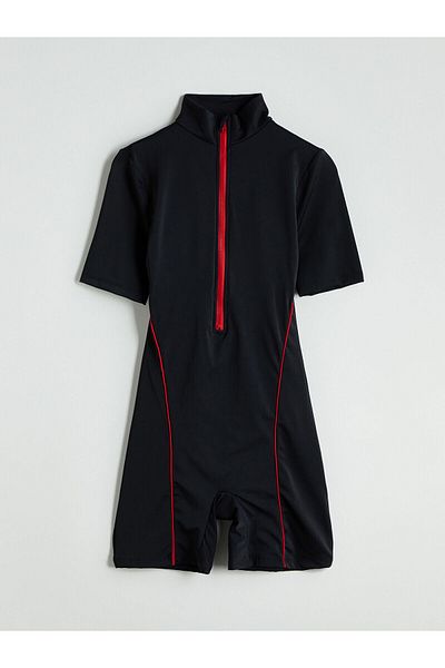 LC Waikiki Costum de baie pentru damă, cu mânecă scurtă, cu guler vertical