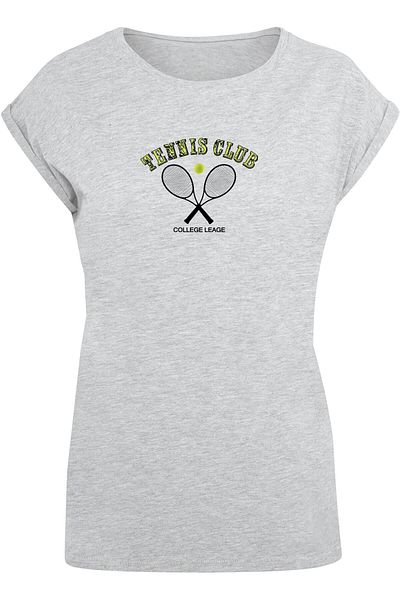 Merchcode Damen Ladies Tennis Club T-Shirt mit verlängerter Schulterpartie