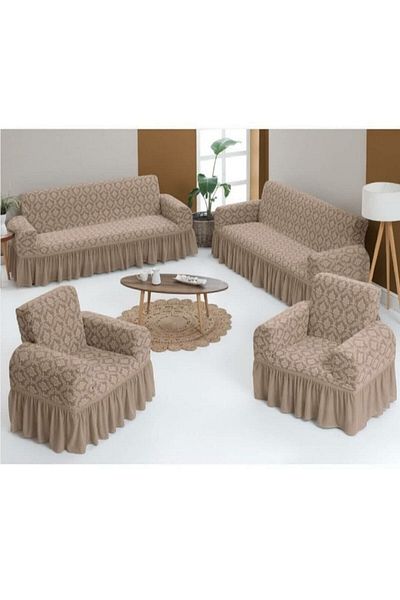 ARLISA Khaki 3+3+1+1 Arlisa Jacquard Sofa Cover Set