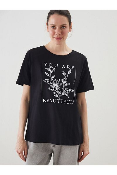 LC Waikiki Γυναικείο φλοράλ μπλουζάκι Crew Neck