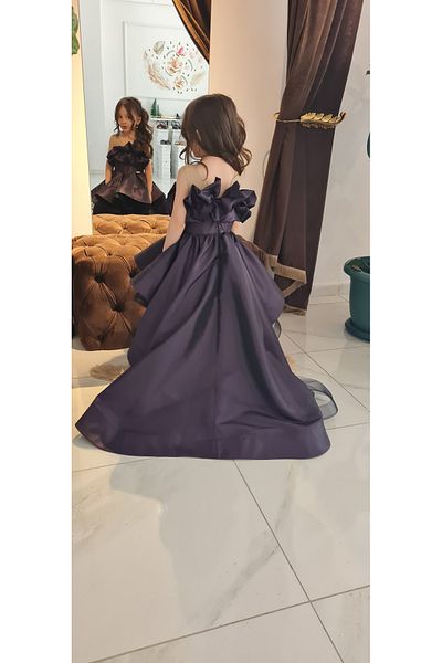 Shıne dresses Children's Junior Sweep Train Taffeta Purple Evening Dress Graduation Dress